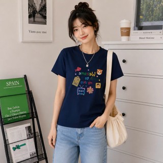 Áo thun baby tee nữ form vừa KONOVA chất liệu cotton 100% basic in chữ WELL COME