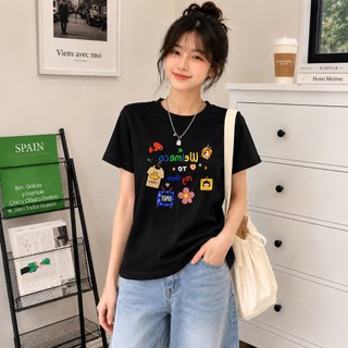 Áo thun baby tee nữ form vừa KONOVA chất liệu cotton 100% basic in chữ WELL COME