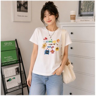 Áo thun baby tee nữ form vừa KONOVA chất liệu cotton 100% basic in chữ WELL COME