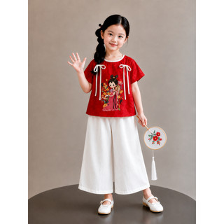 Bà ba cho bé gái mặc TẾT chất lụa gấm, Bộ quần áo bà ba bé gái dễ thương diện Trung Thu, Đồ lam đi chùa BB03 -BIATONKIDS