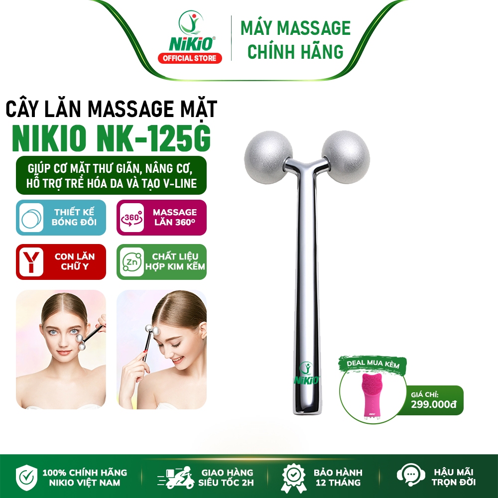Con Lăn Massage Nâng Cơ Mặt 3D Tạo Cầm Vline, Cải Thiện Nếp Nhăn Nikio NK-125G