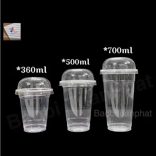 Set 50 Ly Nhựa PP Đế Bằng Cao Cấp, Dung Tích 360ml, 500ml, 700ml Đủ Kích Thước