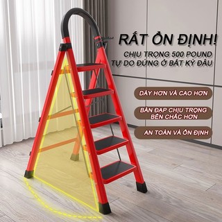 REAIM Thang Chữ A Thang Gấp Gọn Thép Chịu Lực 3-8 Bậc Lớp phủ Chống rỉ Chịu tải 500kg