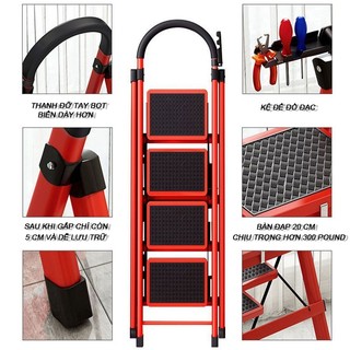 REAIM Thang Chữ A Thang Gấp Gọn Thép Chịu Lực 3-8 Bậc Lớp phủ Chống rỉ Chịu tải 500kg