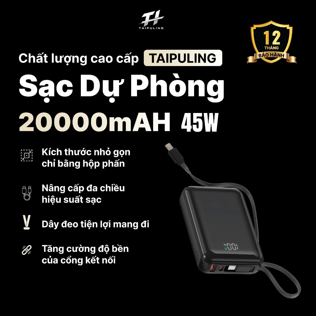 sạc dự phòng 2026 phiên bản mới dung lượng lớn 20000mAh, 45W mini nhỏ gọn tiện lợi,IP17 X212/X412