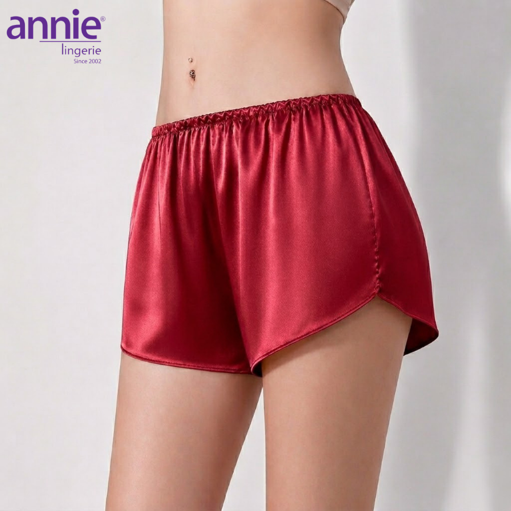 Quần Đùi Ngủ Lụa Satin QE 6048 annie Mềm Mịn, Thoáng Mát, Mặc Nhà Siêu Thoải Mái