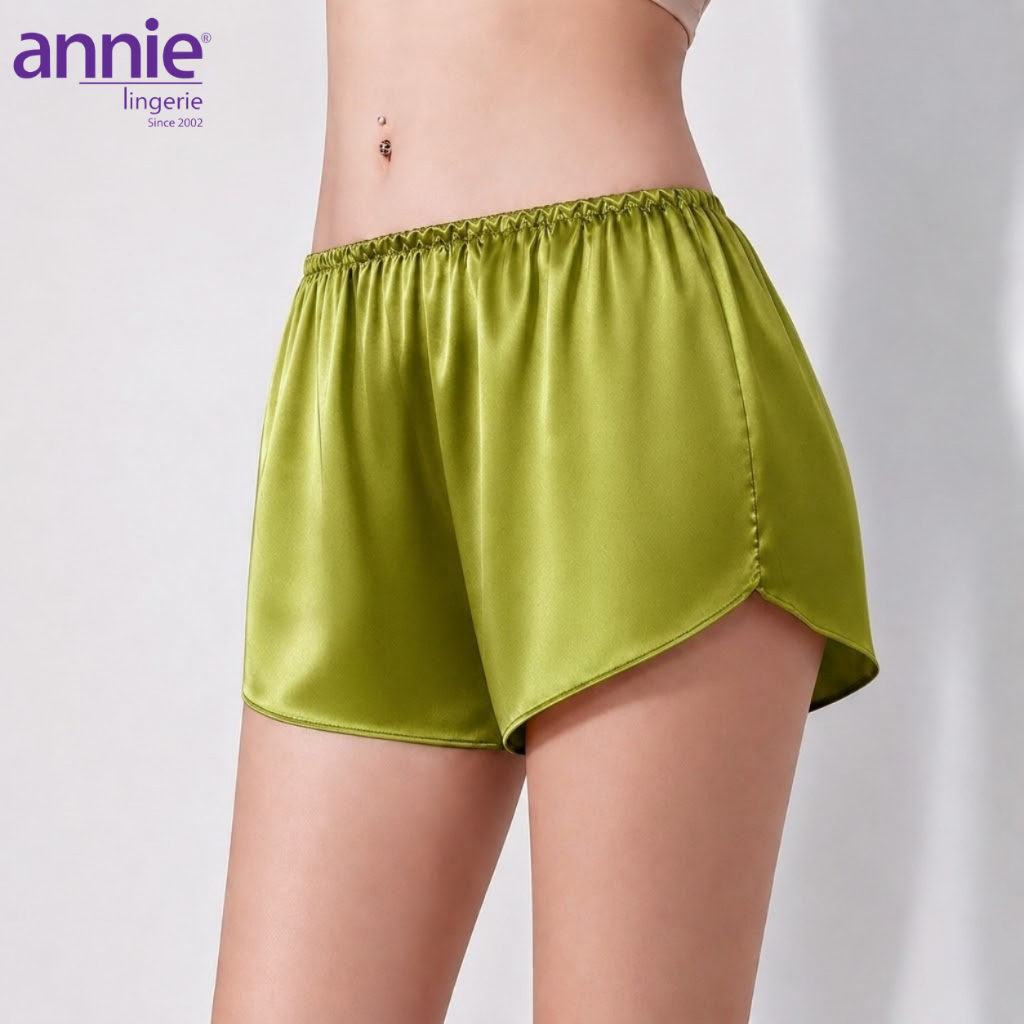Quần Đùi Ngủ Lụa Satin QE 6048 annie Mềm Mịn, Thoáng Mát, Mặc Nhà Siêu Thoải Mái