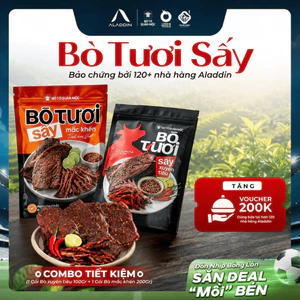Bò Tươi Sấy Aladdin - Vị Mắc Khén 200g & Xuyên Tiêu 100g Cay Tê Hấp Dẫn
