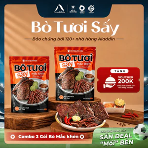 2 Gói Bò Tươi Sấy Mắc Khén Aladdin 200g - Thơm Vị Tây Bắc, Thịt Dai Ngọt Tự Nhiên