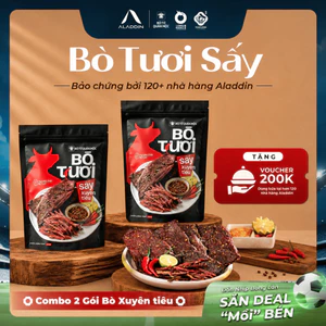 2 Gói Bò Tươi Sấy Xuyên Tiêu Aladdin 200g - Cay Tê Kích Thích Vị Giác