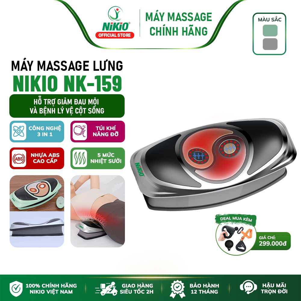 Máy massage kéo giãn cột sống lưng cao cấp Nikio NK-159 - Pin sạc - Phiên Bản Cao Cấp