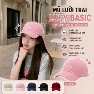 Mũ lưỡi trai nam nữ HAZIN thêu chữ Lucy form mềm, vải kaki cao cấp phong cách basic