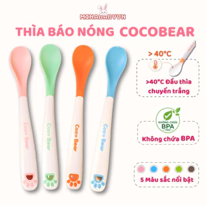 Thìa báo nóng Cocobear cảm biến khi gặp nóng cho bé 5m+, Thìa ăn dặm báo nóng Tootie kèm hộp đựng