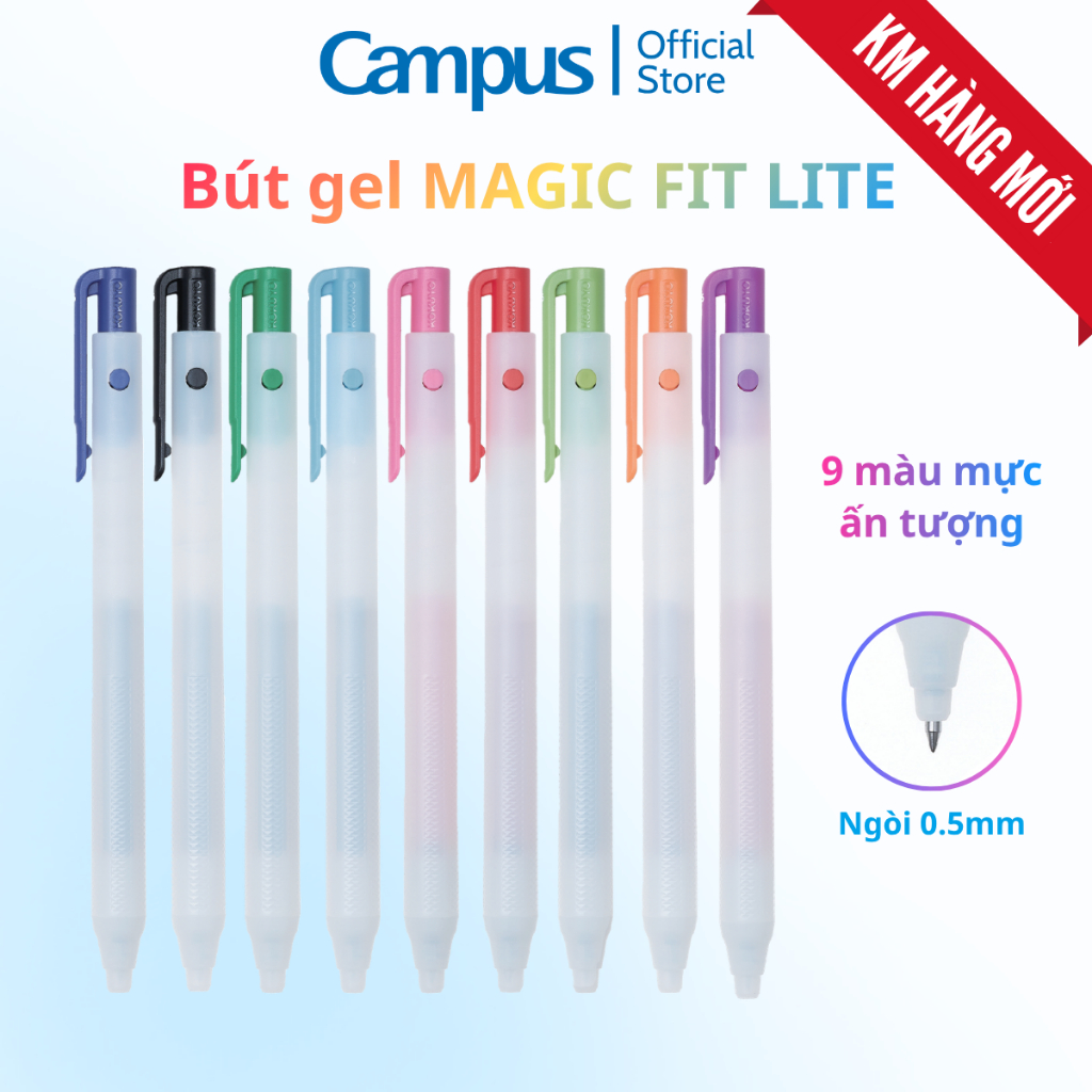 Bút Gel Campus MAGIC FIT LITE Ngòi 0.5mm Phong Cách Nhật 9 Màu Mực Ấn ...