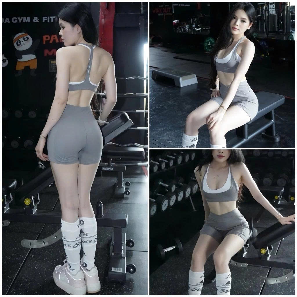 SET ĐÙI NGẮN CHUN MÔNG - ÁO VIỀN PHỐI MÀU S11Chất LULU Co Dãn Tập Gym-Yoga-Aerobic-Chạy bộ-Đạp xe HOTHISPORT