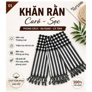Khăn Cotton Pha Màu Trắng Đen Truyền Thống, Vừa Hiện Đại Vừa Cổ Điển
