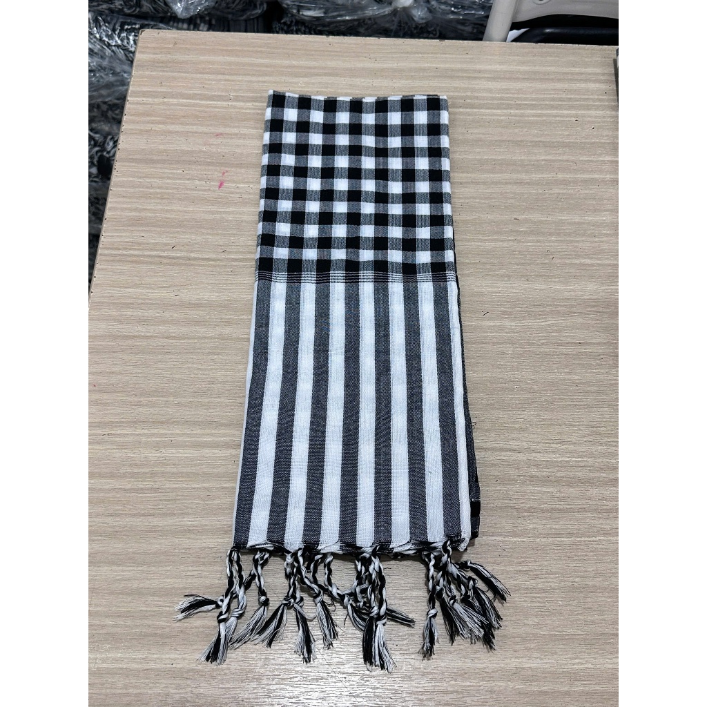 Khăn Cotton Pha Màu Trắng Đen Truyền Thống, Vừa Hiện Đại Vừa Cổ Điển