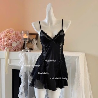 V65 Váy Ngủ Nữ Phối Ren Mềm Cao Cấp Kèm Lót Đệm Phương Linh Underwear