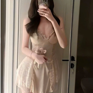 V65 Váy Ngủ Nữ Phối Ren Mềm Cao Cấp Kèm Lót Đệm Phương Linh Underwear