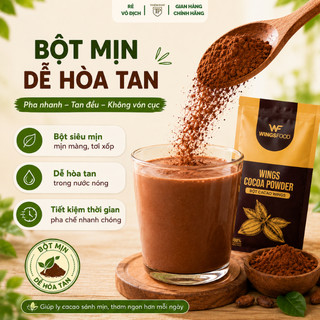 [M1] Bột Cacao Nguyên Chất Wings Cao Cấp - Làm Bánh, Pha Chế, Cacao Nóng | 500gram