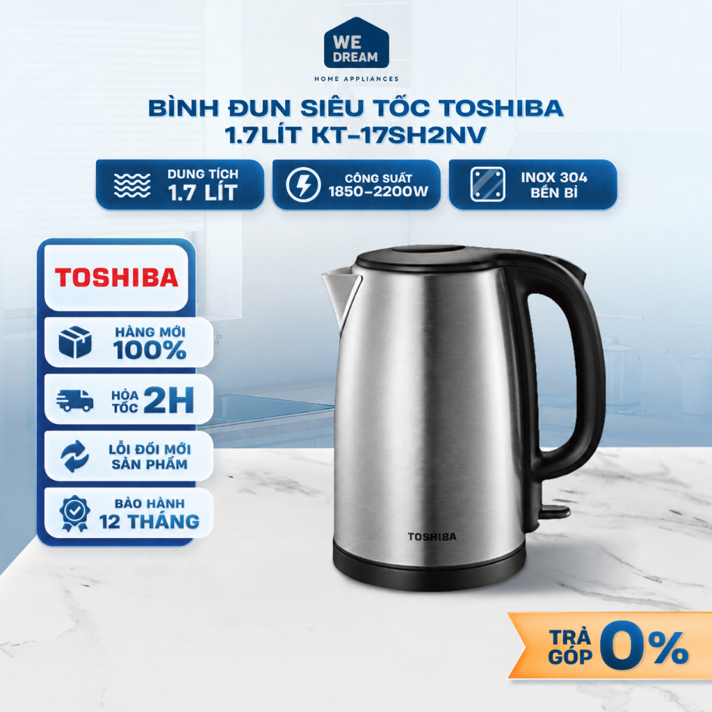 Bình Đun Siêu Tốc Toshiba KT-17SH2NV 1.7L - Hàng Chính Hãng