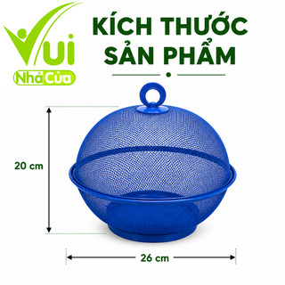 Bộ Rổ Đựng Hoa Quả 25cm Có Nắp Đạy Ngăn Côn Trùng GD26 - Rổ Đựng Trái Cây 2in1 Thép Sơn Tĩnh Điện