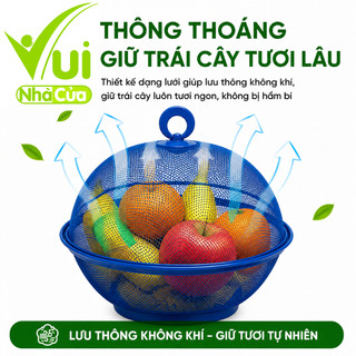 Bộ Rổ Đựng Hoa Quả 25cm Có Nắp Đạy Ngăn Côn Trùng GD26 - Rổ Đựng Trái Cây 2in1 Thép Sơn Tĩnh Điện
