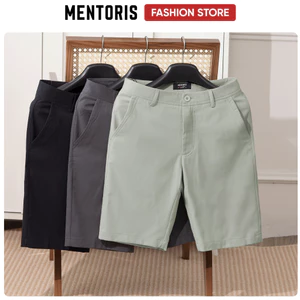 Quần short kaki MENTORIS, Form basic, Vải dệt chéo cao cấp,Co giãn bền màu, Khoá YKK-MKS2502S