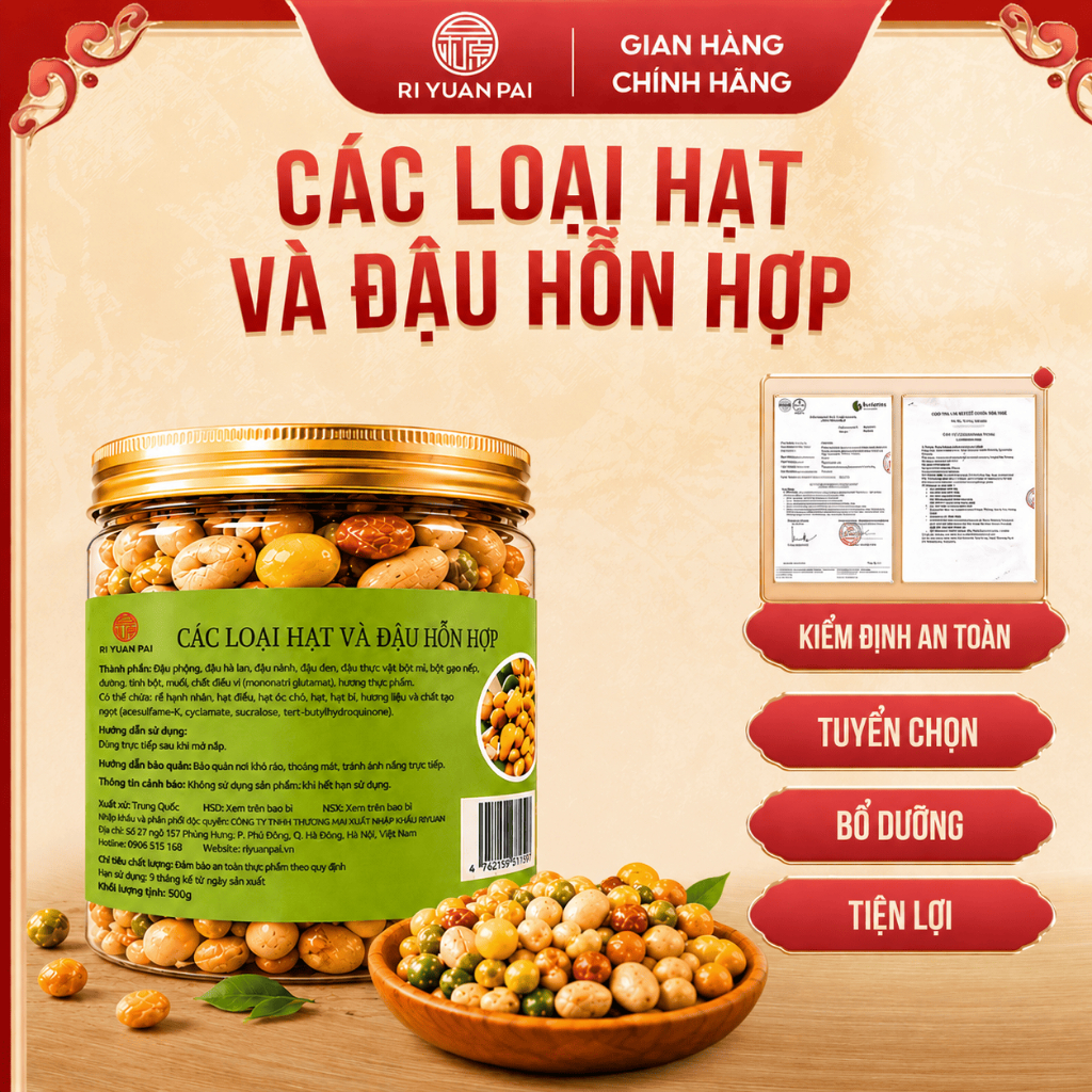 Hạt Dinh Dưỡng Mix vị Và Đậu Hỗn Hợp RIYUAN PAI 300g – Thơm Giòn Béo, Giàu Dinh Dưỡng, Ăn Liền Tiện Lợi