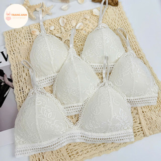 ÁO LÓT REN Kiểu Dáng Bralette Nữ Tính Không Gọng Đệm Ngực Nâng Đỡ Tự Nhiên Màu Trắng Kem ALR01