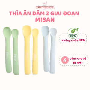 Thìa ăn dặm Misan silicon dẻo an toàn, Thìa ăn dặm silicon cho bé từ 4 tháng chịu nhiệt dễ sử dụng