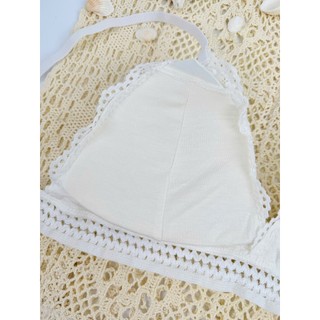ÁO LÓT REN Kiểu Dáng Bralette Nữ Tính Không Gọng Đệm Ngực Nâng Đỡ Tự Nhiên Màu Trắng Kem ALR01