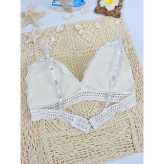 ÁO LÓT REN Kiểu Dáng Bralette Nữ Tính Không Gọng Đệm Ngực Nâng Đỡ Tự Nhiên Màu Trắng Kem ALR01