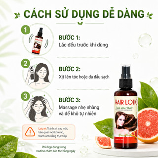 [TẶNG LƯỢC BÍ] Tinh dầu bưởi xịt tóc Ngân Bình 100ml - Hair Lotion giảm rụng, có B5