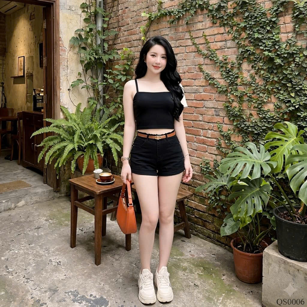 Quần short sooc ngắn jean denim bò ôm kèm đai cam HiNa QCCC QCL1 QS0006 #81281