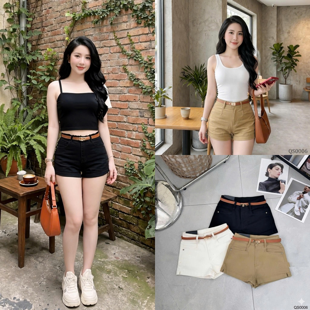 Quần short sooc ngắn jean denim bò ôm kèm đai cam HiNa QCCC QCL1 QS0006 #81281