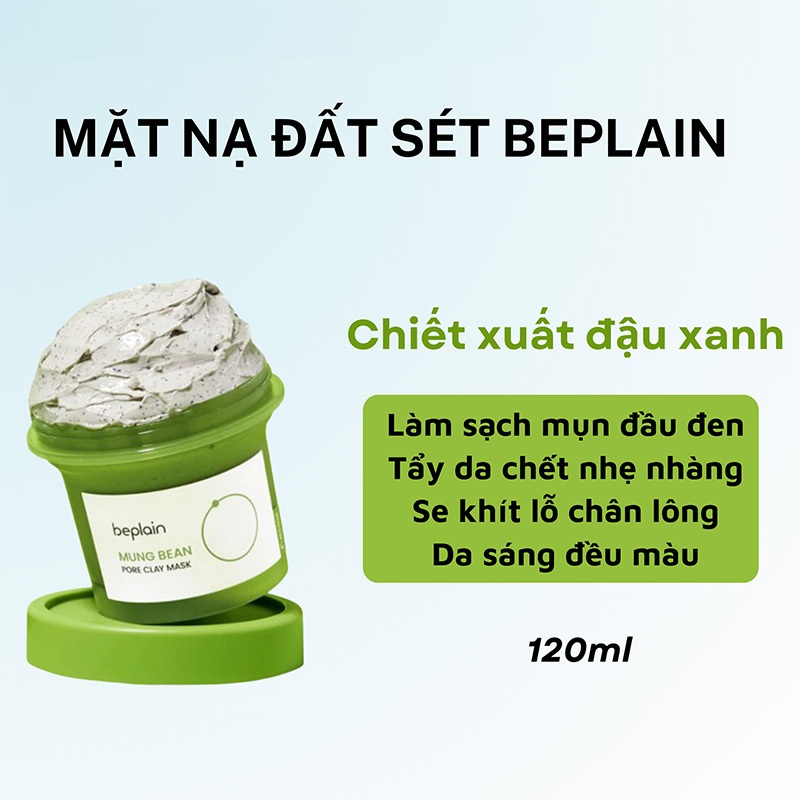 Mặt nạ đất sét BEPLAIN X LeoJ giảm mụn đầu đen, se khít lỗ chân lông nhìn tự nhiên sạch sâu 120ml