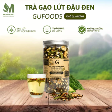 Trà Gạo Lứt Đậu Đen GUfoods Vị Khổ Qua Rừng Hũ 500g, Trà Thảo Mộc Thanh Mát Dễ Uống