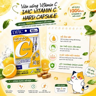 Viên uống bổ sung Vitamin C DHC Nhật Bản giúp sáng da mờ thâm tăng cường đề kháng gói 30 ngày
