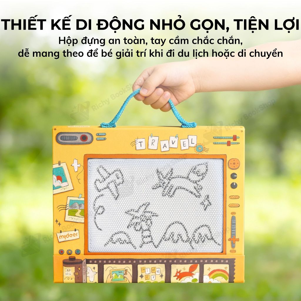 Bảng vẽ tự xóa Mideer Sensory Book - Bảng vẽ điện tử kèm trò chơi 7in1 chủ đề du lịch cho bé