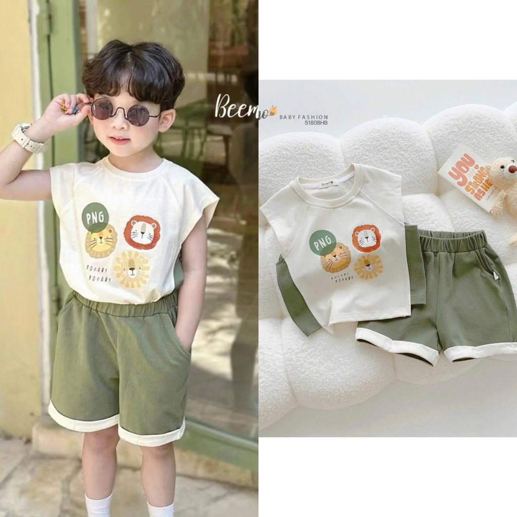 Bộ Cộc Tay Bé Trai Beemo Mùa Hè Thoáng Mát Nhiều Mẫu Size 80-130 (9-24kg)