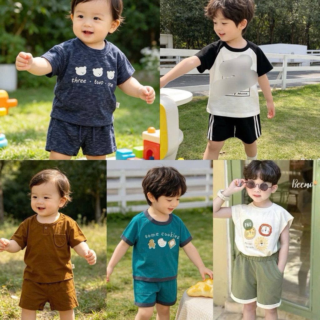 Bộ Cộc Tay Bé Trai Beemo Mùa Hè Thoáng Mát Nhiều Mẫu Size 80-130 (9-24kg)