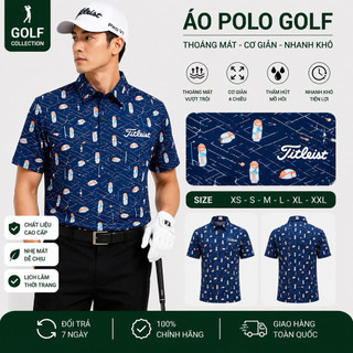 Áo Golf  icon xanh đậm Nam Cao Cấp | Thoáng Khí – Chuẩn Form Golfer – Thời Trang Sân Golf
