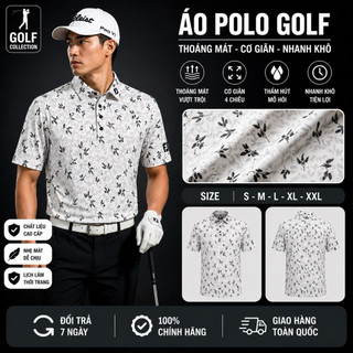 Áo golf polo hoạ tiết lá nhẹ nhàng, thun lạnh mát không nhăn