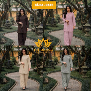Bộ BÀ BA tà dài dáng rộng, vải Kate mịn mát - Pháp phục Tu sĩ - Đồ lam đi chùa