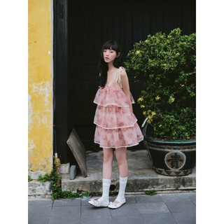 Váy hoa OLV dáng tầng Peach Fleur Layered Ruffled Mini Dress đi chơi mùa hè