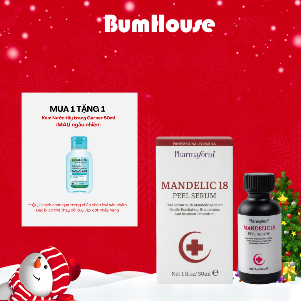 [Mua 1 tặng 1] Tinh chất peel da Pharmaform Mandelic 18 Peel Serum 30ml Giúp Đều Màu Da, Mờ Thâm