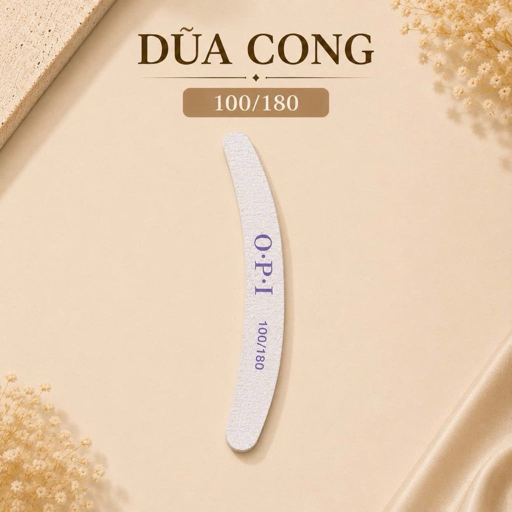 Dũa Nail OPI 100/180 Cao Cấp Dũa Cong/Dũa Thẳng/Dũa Chữ D Tạo Form Móng Chuyên Dụng Nail - ND2