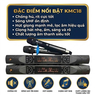 Micro Không Dây KMC18 UHF, Mic Chống Hú ,Sóng Ngon ,Bắt Âm ,Lọc Âm Tốt , Hát Nhẹ Giọng Ấm Vang Sáng, Siêu Hay