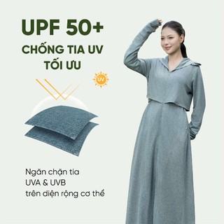 Áo Chống Nắng Dài Toàn Thân Nữ GUNO Tre Thơm 2 Lớp Chống Tia UV Mũ Rộng Vành Che Trán 26AG40/AG63